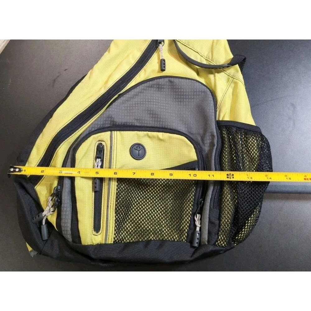 LL BEAN SLING BAG BACKPACK YELLOW/BLACK NYLON OVER THE SHOULDER BACK TO SCHOOL